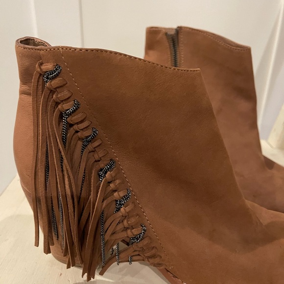 Dolce Vita Tan Suede Fringe Ankle Booties - Picture 2 of 5